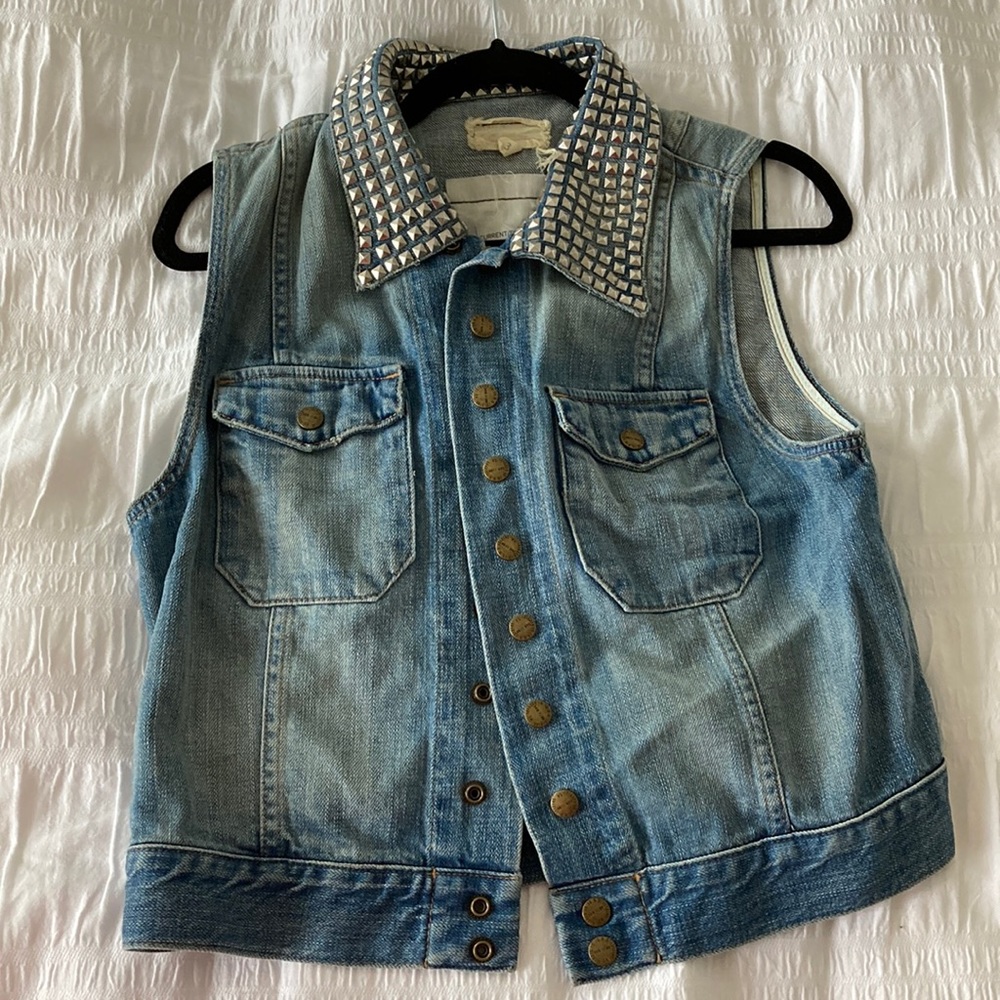 Current/ Eliott silver stud collar denim vest L